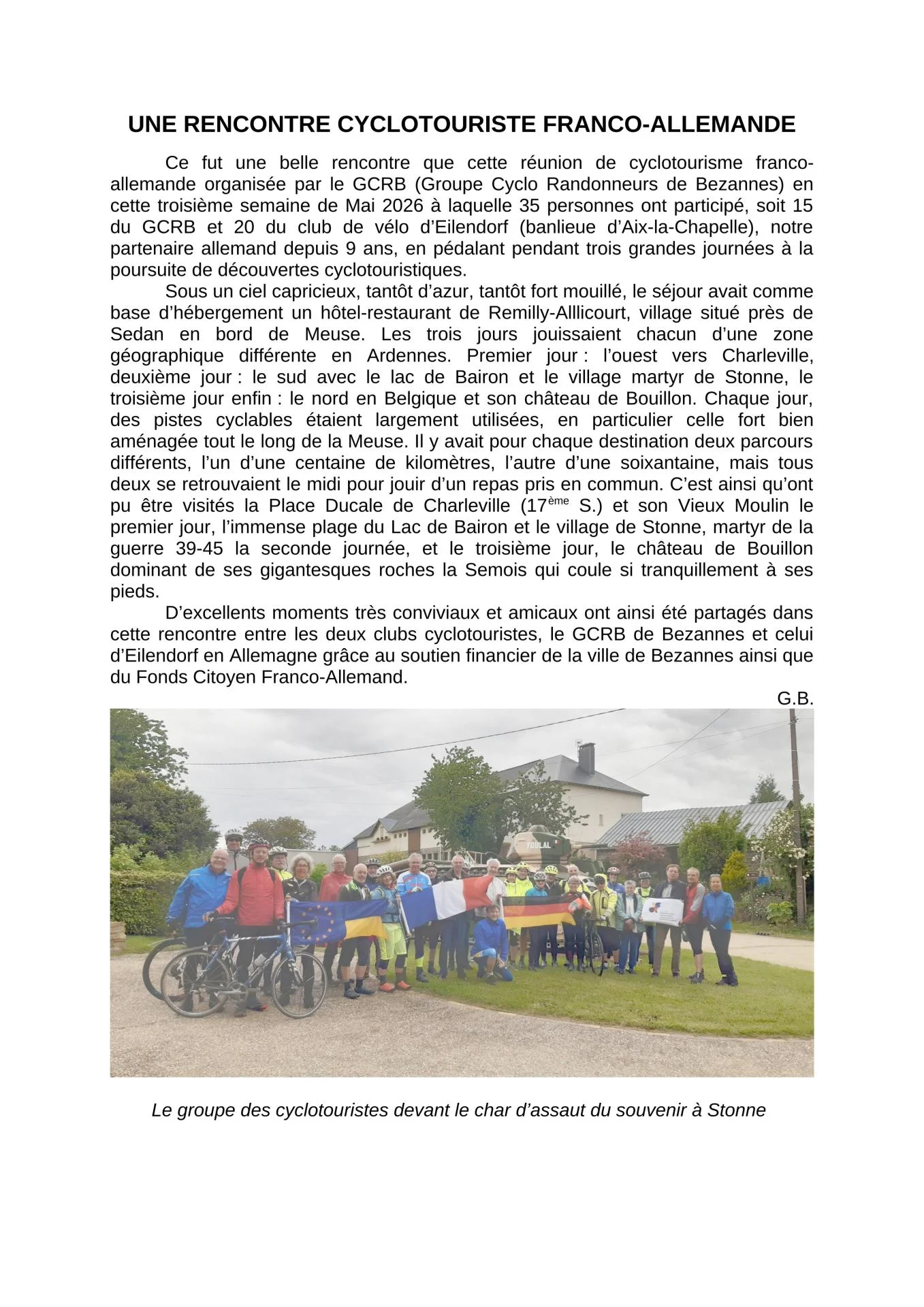 Une rencontre cyclotouriste franco allemande